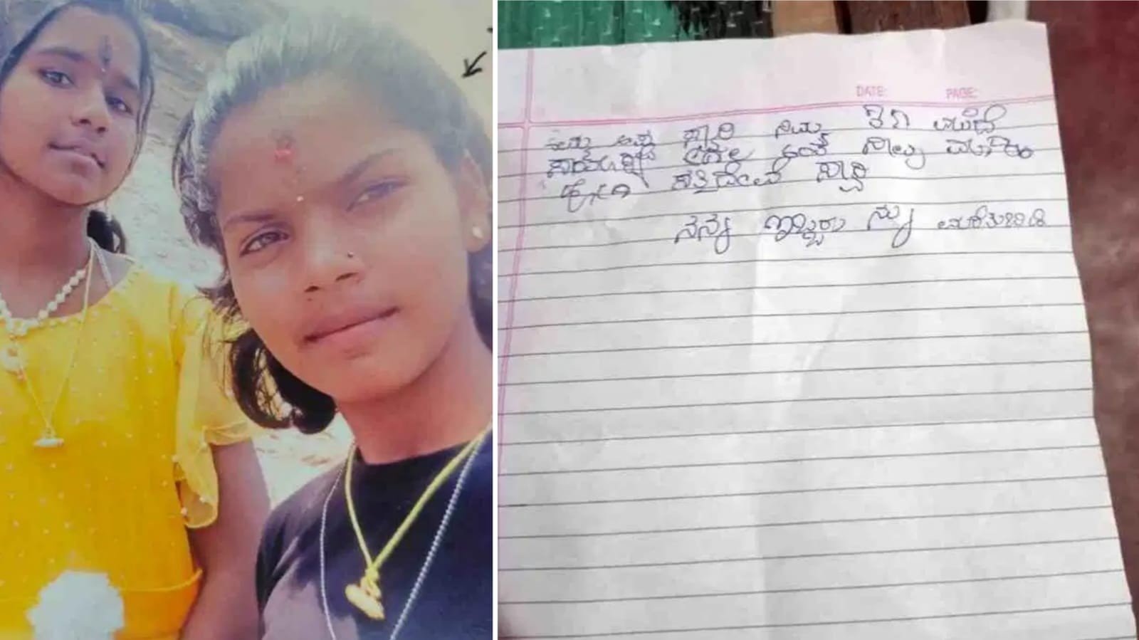 A worried parents standing outside a rural police station in Karnataka holding a handwritten letter